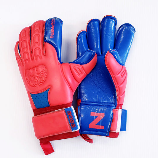 Keepaere BOSS Soccer Goalkeeper Gloves, blue and red
